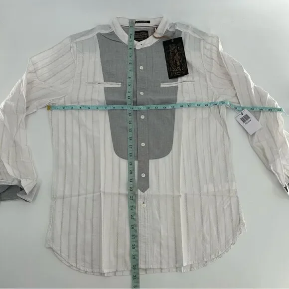 Third and Army Deadstock Collared White Striped Grey Shirt NWT Medium
